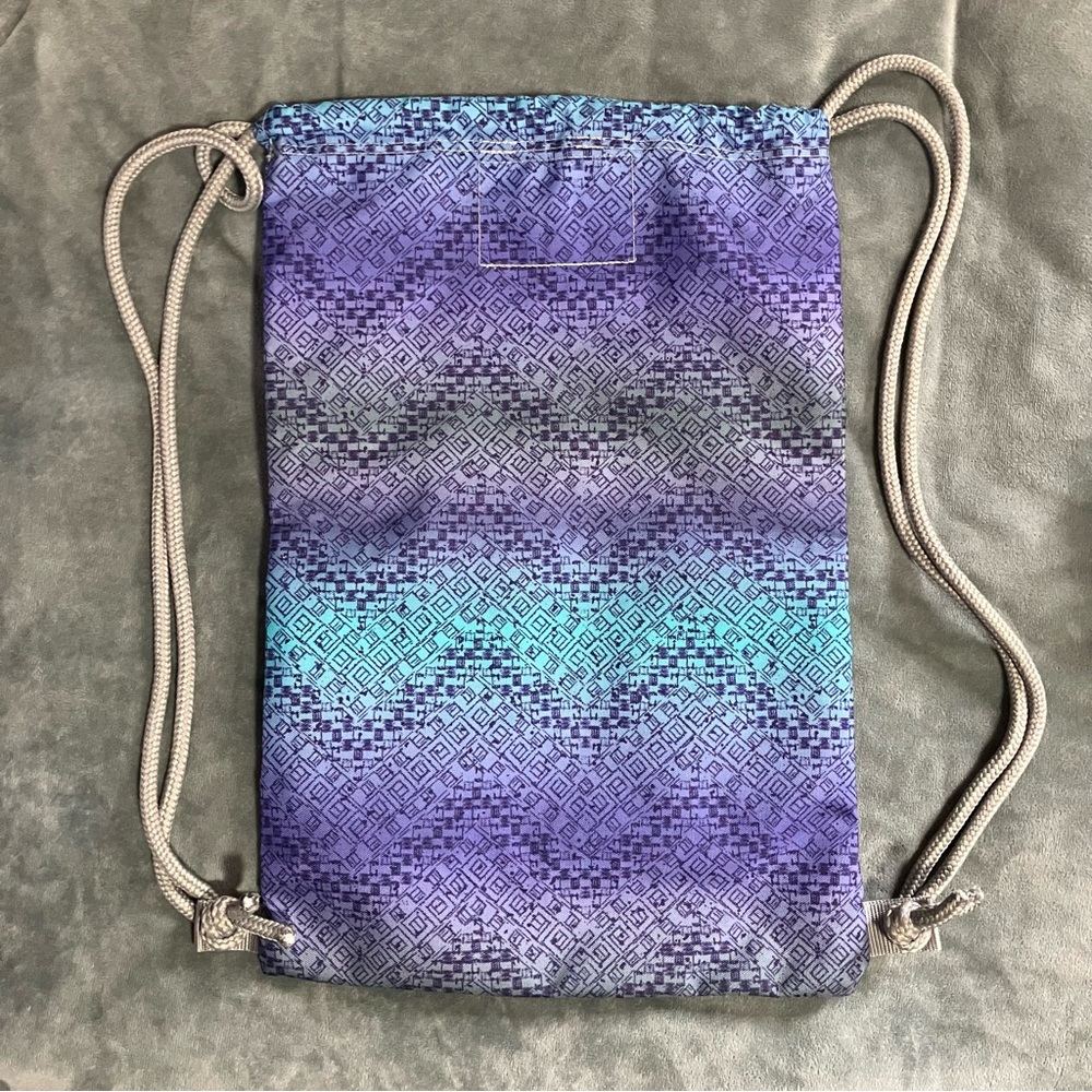 Drawstring Backpack Blue And Purple Geometric Pat… - image 2